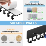 GTK Key Holder for Wall, Key Hooks with 10 Hooks, Wall Mounted Key Holder for Hallway, Self Adhesive Key Rack(Black) - Image 4