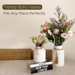 White Large Ceramic Vase Set of 2, Modern Farmhouse Home Decor Accents, Rustic Décor and Accessories for Living Room, Dining Table and Mantle, Coffee Table Centerpiece Decorations, Trendy Boho Vases - Image 4