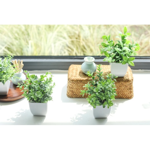 Der Rose 4 Packs Fake Plants Mini Artificial Greenery Potted Plants for Home Decor Indoor Office Table Room Farmhouse - Image 2