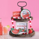 Mustry Rustic Wooden 2 Tiered Tray, Round Farmhouse Kitchen Table Decor Serving Tier Tray, Food Fruits Cupcake Display Coffee Bar Home Party Seasonal Decorations (Brown) - Image 6