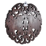 AeraVida Elaborate Circular Double Thai Elephant Hand Carved Teak Wood Wall Art - Image 4