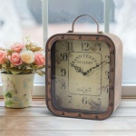 Stonebriar Large Square Rustic Metal Table Top Clock with Handle and Rivet Detail, Industrial Home Decor Accents for the Mantel, Shelf, Desk, or Any Table Top, Battery Operated - Image 2