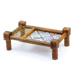 Traditional Decorative Asian Cot Tray for Snacks & Drinks | North Indian Decorative Wooden Coat Decor Accent | Nagina International - Image 4