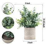 Coferset 2 Pack Small Fake Plants Eucalyptus Potted Artificial Plants for Shelf Desk Home Bathroom Farmhouse Room Coffee Table Decor (Sage Green) - Image 2