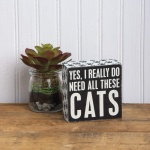 Primitives by Kathy Word Box Sign, 4" square, Yes, Cats - Image 2