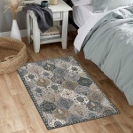 Lahome Moroccan Trellis Area Rug, 2x3 Entry Rug Non-Slip Washable Indoor Door Mat, Small Oriental Accent Throw Rug for Bedroom Kitchen Entryway Bathroom (Grey, 2x3ft) - Image 4