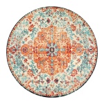 Lahome Washable Round Rugs 5'3"ft, Bohemian Orange Circle Rugs for Living Room, Entryway Round Area Rug, Floral Medallion Soft Non Slip Nursery Carpet for Bedroom Dining Coffee Table - Image 2