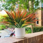 Phliofd 6Pcs Artificial Grass Fake Plants 17.3in Outdoor Plastic Plants UV Resistant Greenery Fake Grass for Home Window Garden Office Patio Hanging Planter Pathway Front Porch Décor Red - Image 6