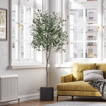 VIAGDO Artificial Olive Tree 6ft Tall Fake Potted Olive Silk Tree with Planter Large Faux Olive Branches and Fruits Artificial Tree for Home Office Living Room Decor Indoor, 1176 Leaves - Image 5