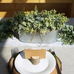 Winlyn Artificial Eucalyptus Arrangement in Rustic Oval Galvanized Metal Planter Box Faux Eucalyptus Bush Greenery Potted Plants for Farmhouse Indoor Home Office Table Centerpiece Kitchen Décor - Image 3