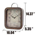 Stonebriar Large Square Rustic Metal Table Top Clock with Handle and Rivet Detail, Industrial Home Decor Accents for the Mantel, Shelf, Desk, or Any Table Top, Battery Operated - Image 4