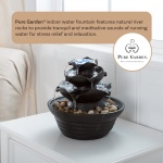 Indoor Fountain with LED Lights – Cascading 3-Tier Lighted Tabletop Water Feature with Soothing Sound – Zen Décor for Home or Office by Pure Garden - Image 2