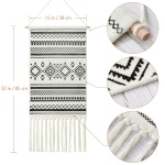 Dremisland Macrame Woven Wall Hanging Tapestry- Boho Chic Bohemian Home Decor Geometric Art Decor Boho Backdrop - Beautiful Apartment Dorm Room Door Decoration, 17.7" W x 32" L (Sendia-Black) - Image 3